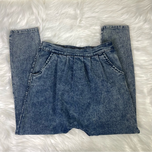 MC Hammer Pants Acid Wash Parachute Harem Blue Jeans Forever 21 Skinny Leg - Picture 8 of 8